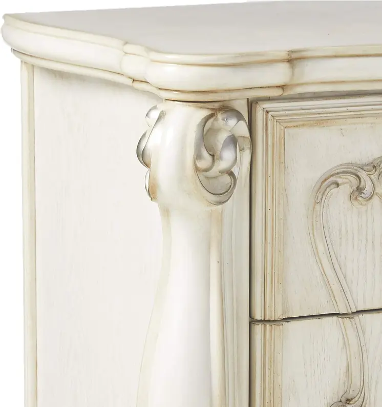 31" White Wood Two Drawer Nightstand