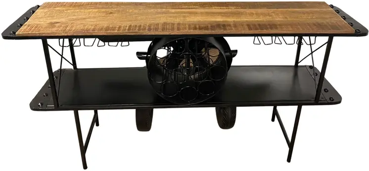 Black Metal Mango Wood Aeroplane Bar Counter