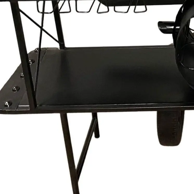Black Metal Mango Wood Aeroplane Bar Counter