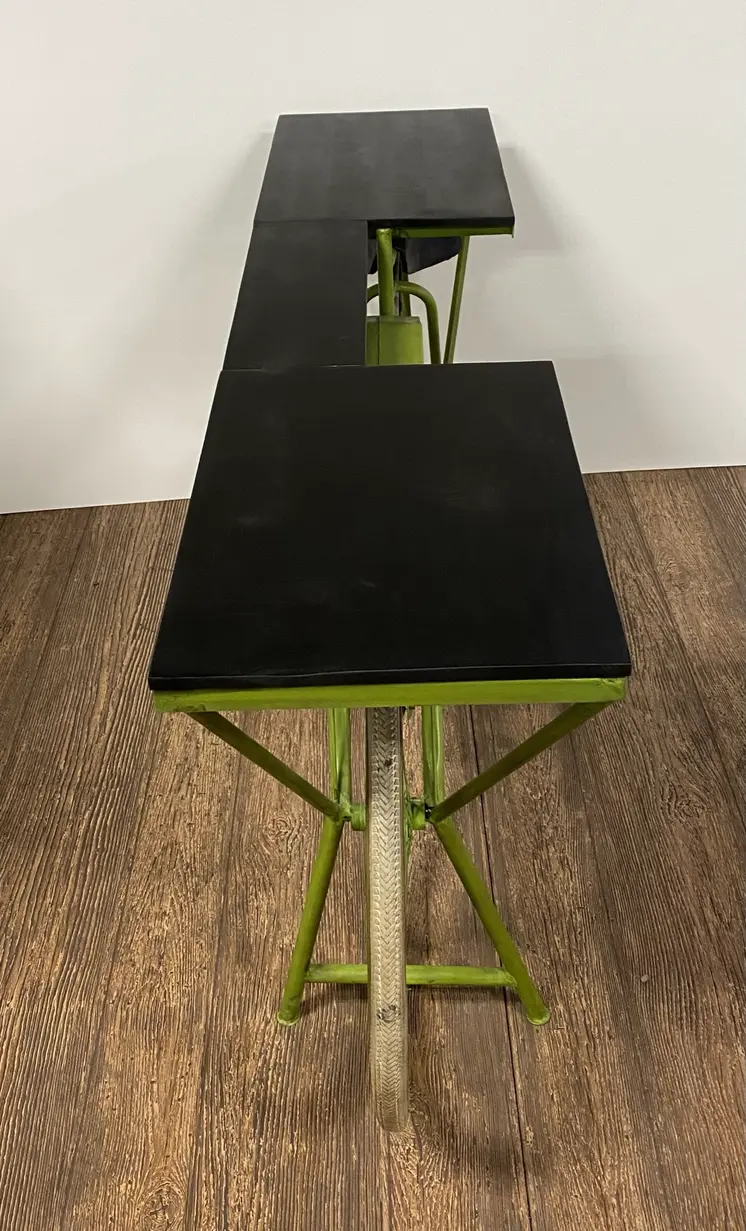 71" Brown and Green Solid Wood and Metal Bike Kitchen Cart