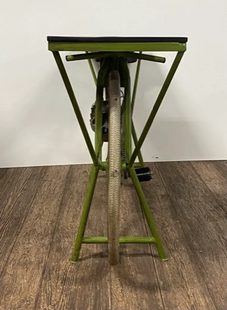 71" Brown and Green Solid Wood and Metal Bike Kitchen Cart