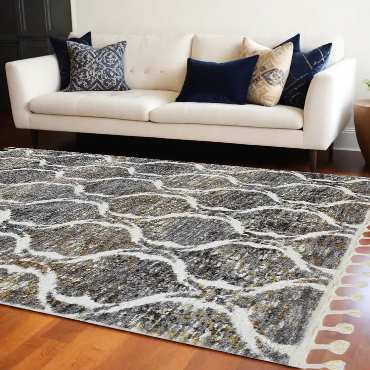9' X 13' Gray Ogee Area Rug