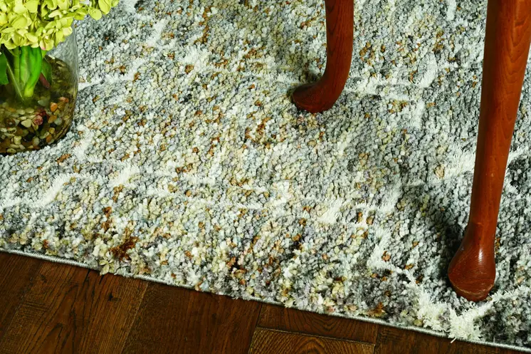 5' X 8' Gray and Ivory Geometric Area Rug