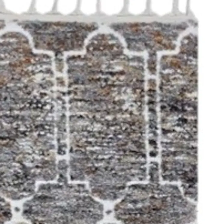 5' X 8' Gray and Ivory Geometric Area Rug