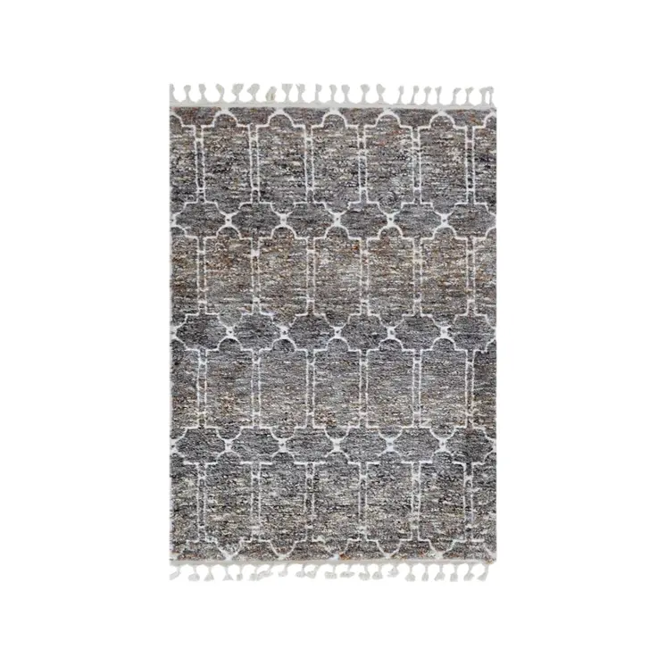 5' X 8' Gray and Ivory Geometric Area Rug