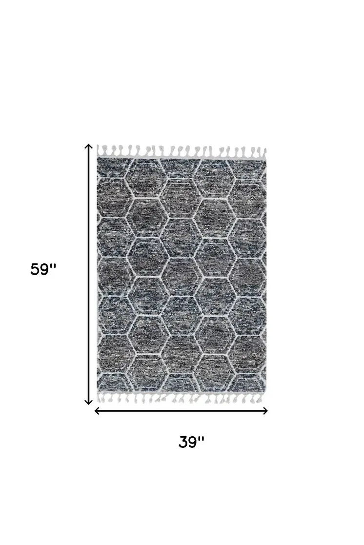 3' X 5' Gray Geometric Area Rug