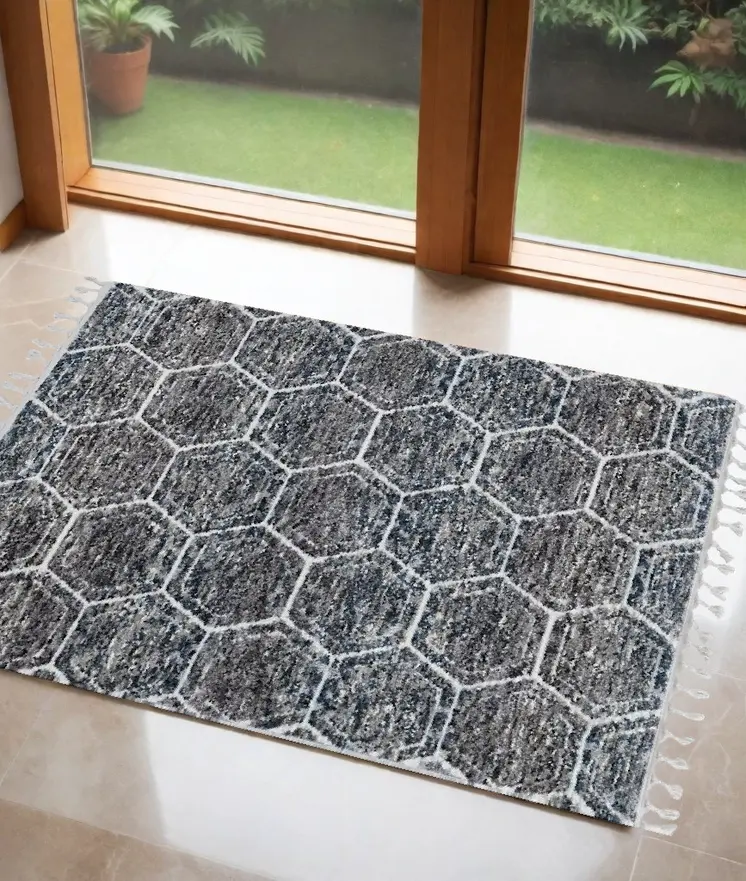 3' X 5' Gray Geometric Area Rug