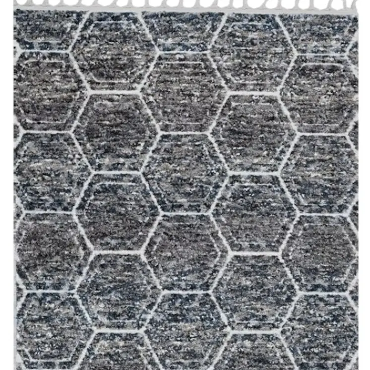 5' X 8' Gray and Ivory Geometric Area Rug