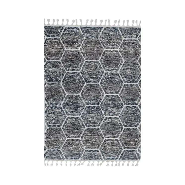 5' X 8' Gray and Ivory Geometric Area Rug