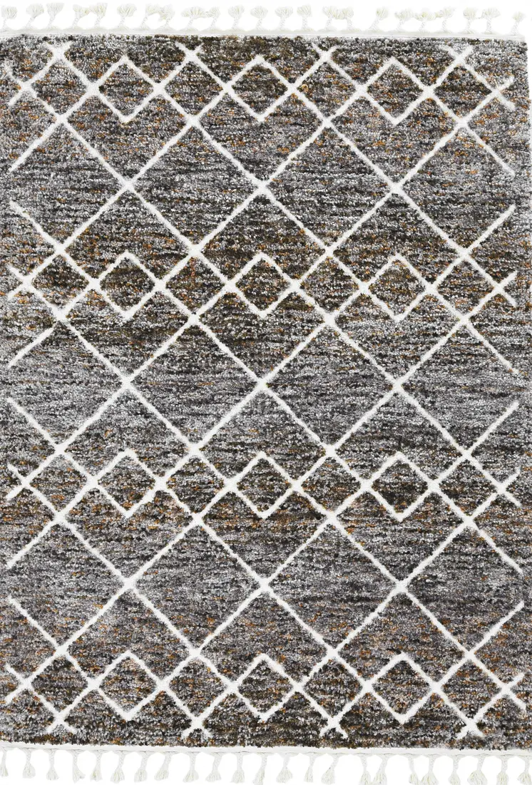 5' X 8' Gray and Ivory Geometric Area Rug