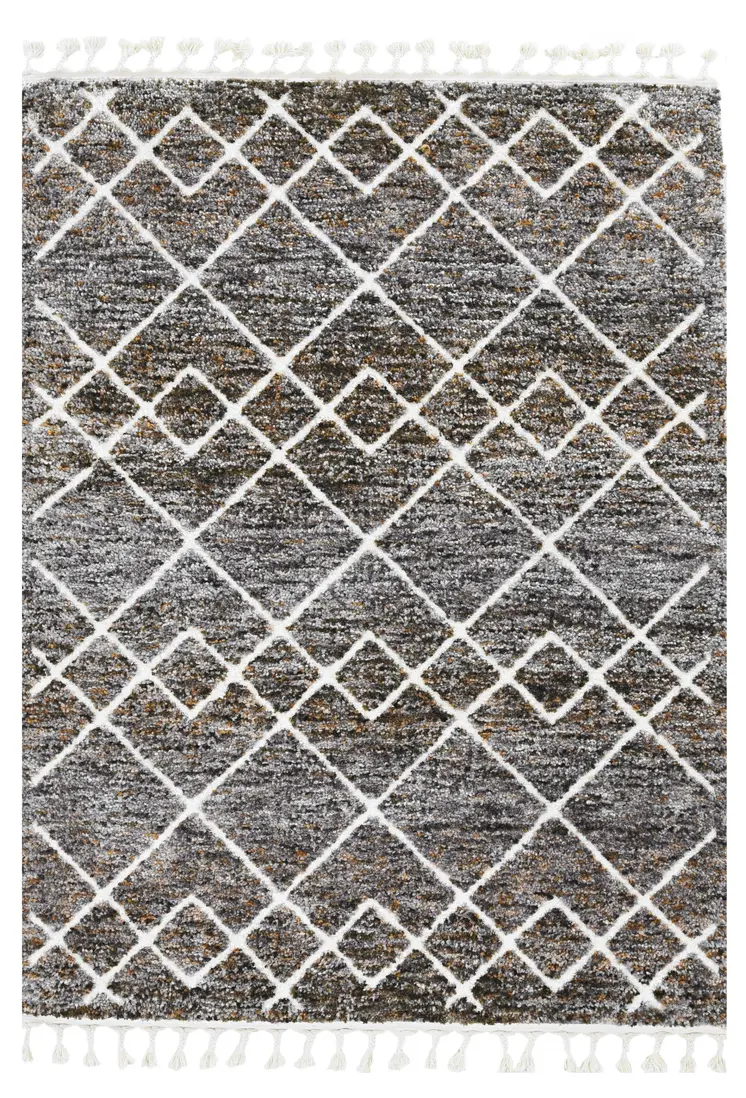 9' X 13' Brown and Ivory Geometric Area Rug