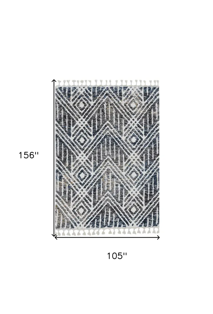 9' X 13' Gray and Ivory Geometric Area Rug
