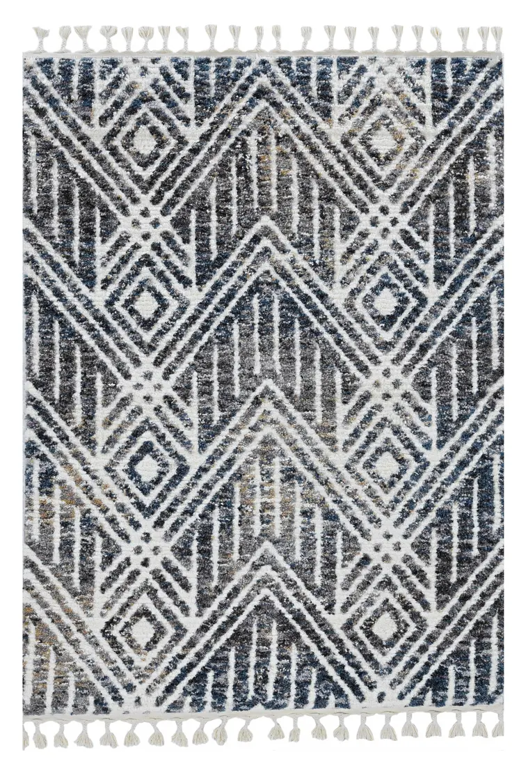 9' X 13' Gray and Ivory Geometric Area Rug