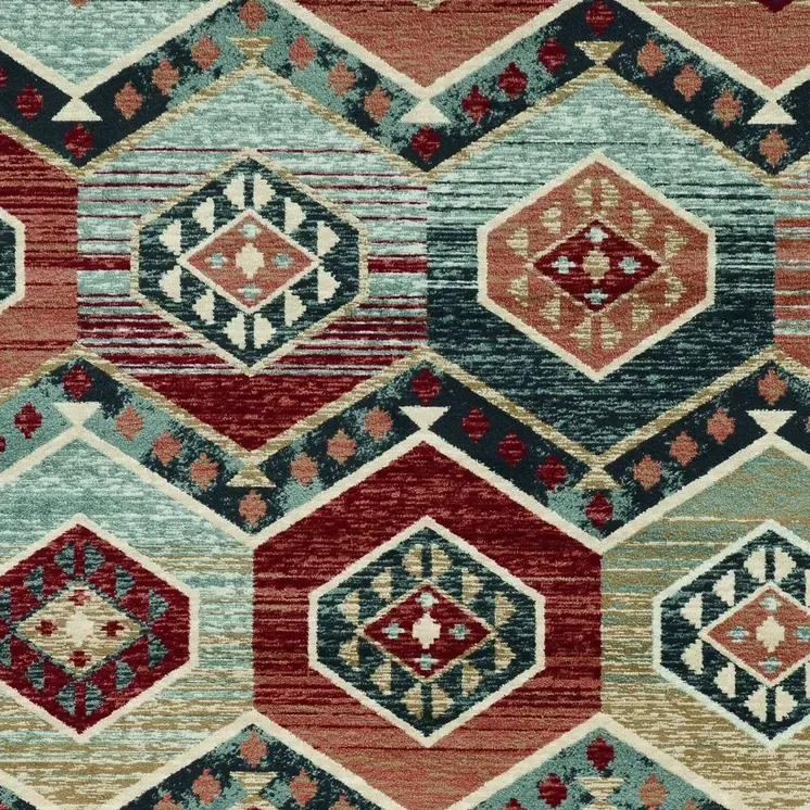 3' X 5' Red Machine Woven Honeycomb Lodge Indoor Area Rug