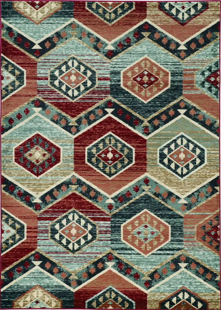 5' X 8' Red Aztec Diamond Area Rug