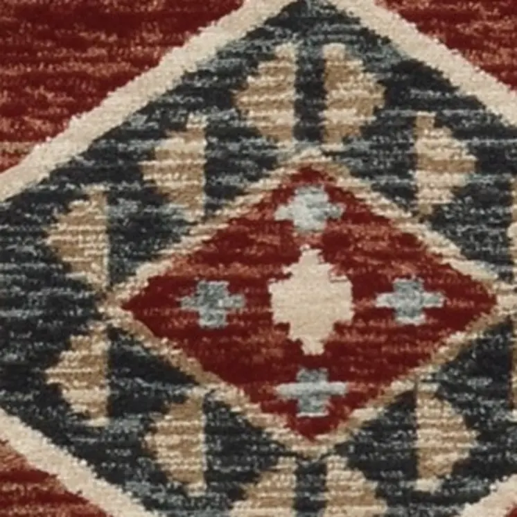 8' X 10' Red Machine Woven Honeycomb Lodge Indoor Area Rug
