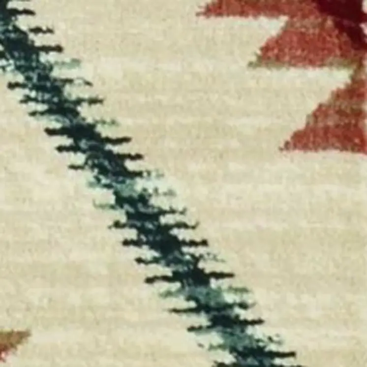 5' X 8' Ivory Blue And Red Geometric Area Rug