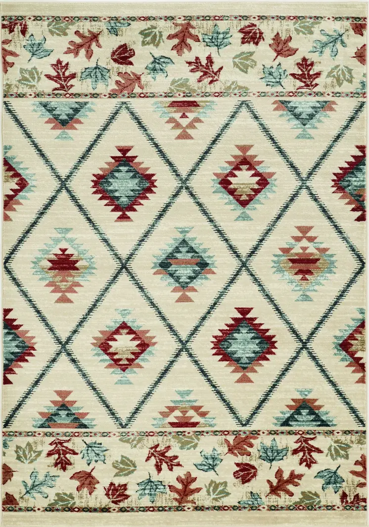 8' X 10' Ivory Southwestern Indoor Outdoor Area Rug