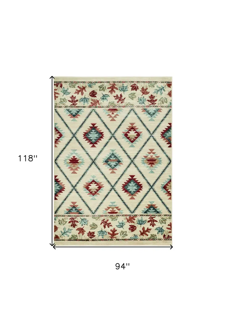 8' X 10' Ivory Southwestern Indoor Outdoor Area Rug