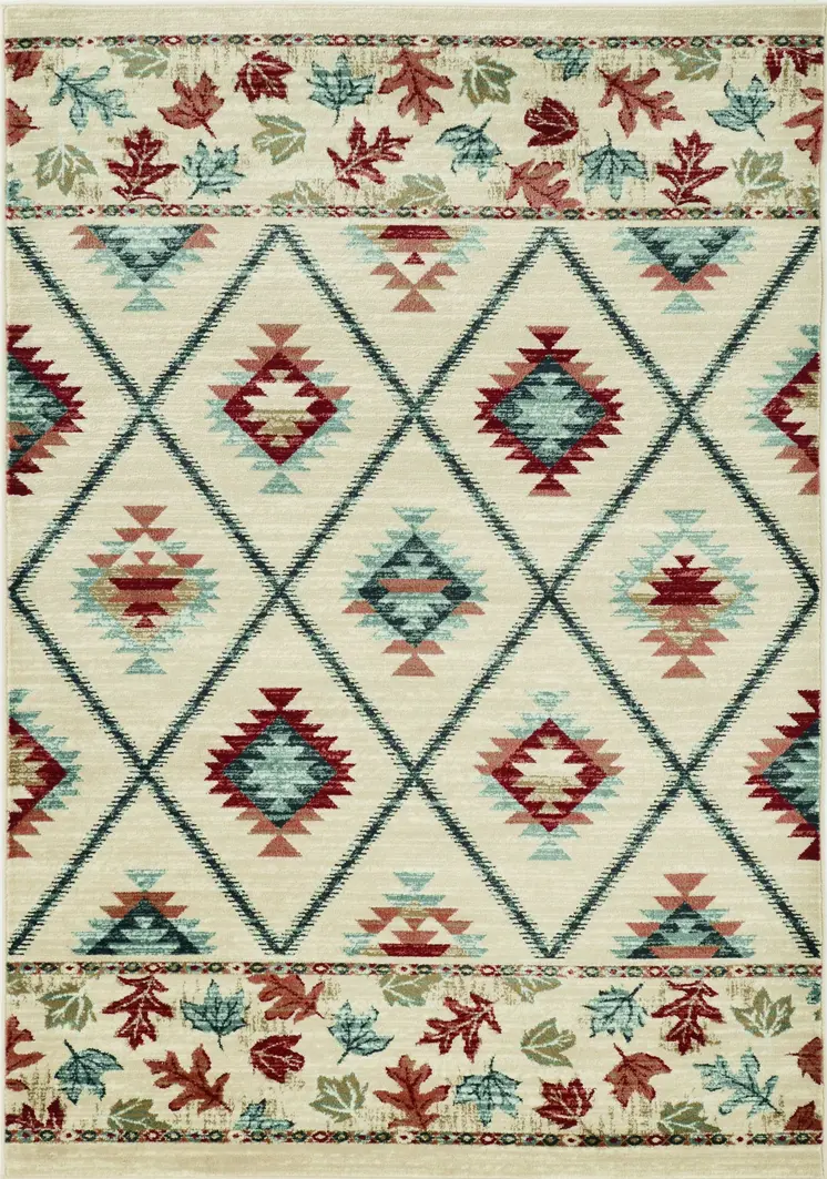 8' X 10' Ivory Southwestern Indoor Outdoor Area Rug