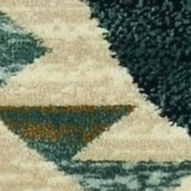 5' X 8' Ivory Or Blue Lodge Area Rug