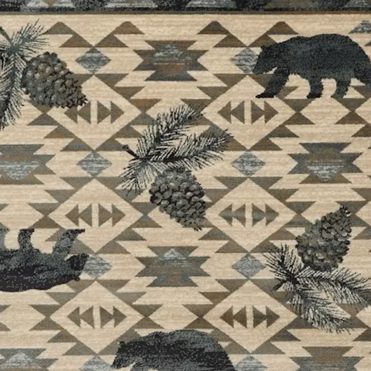 9' X 12' Ivory Blue And Green Woodland Lodge Area Rug