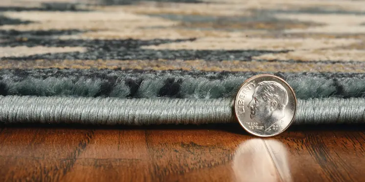 8' X 10' Slate Blue Charcoal And Beige Woodland Lodge Area Rug