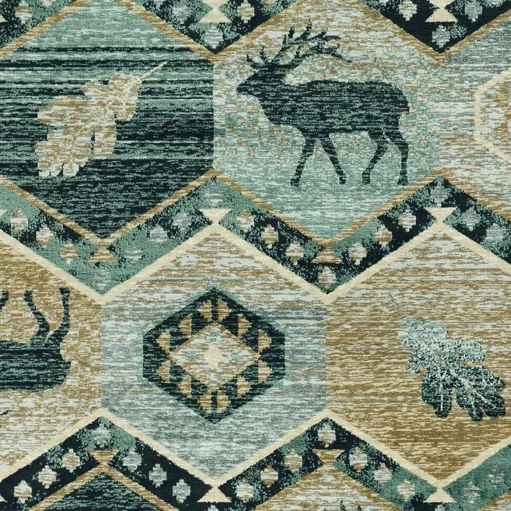 5' X 8' Blue And White Geometric Area Rug