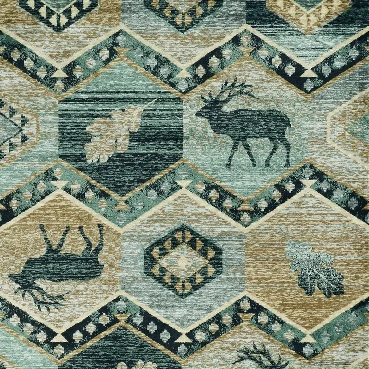 5' X 8' Blue And White Geometric Area Rug