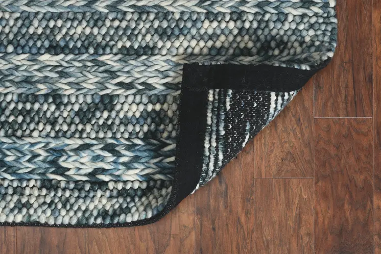 3' X 5' Blue Wool Hand Woven Area Rug