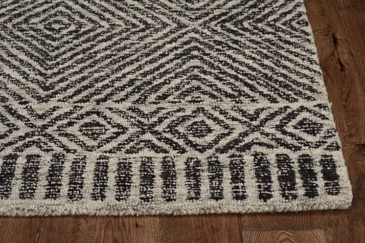 5' X 7' Ivory Blue And Gray Wool Striped Hand Woven Area Rug