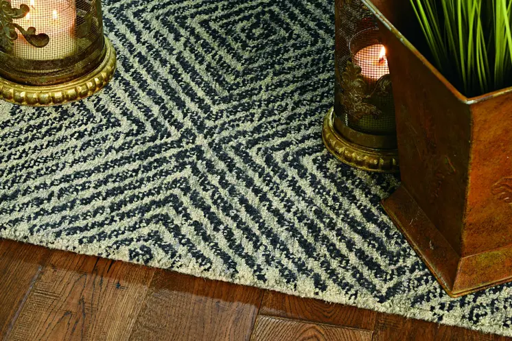 5' X 7' Ivory Blue And Gray Wool Striped Hand Woven Area Rug