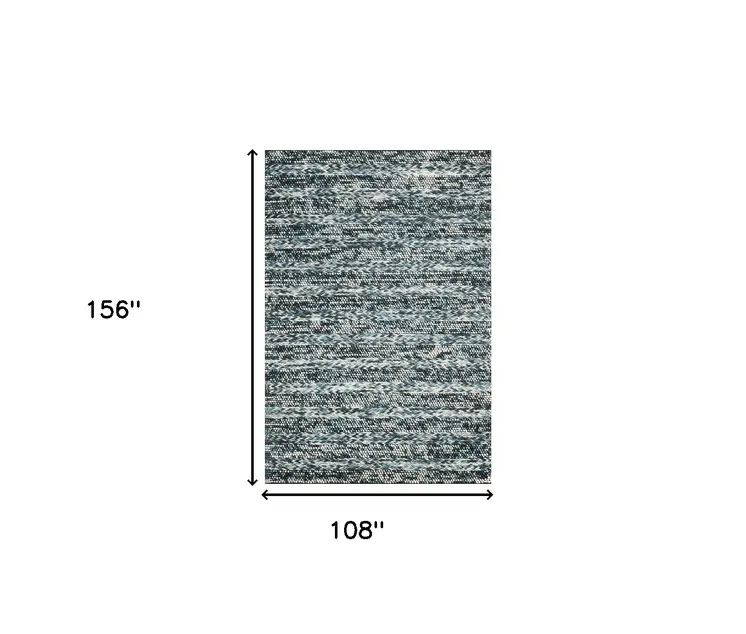 9' X 13' Blue Wool Ikat Hand Woven Area Rug