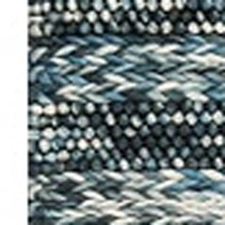 9' X 13' Blue Wool Ikat Hand Woven Area Rug