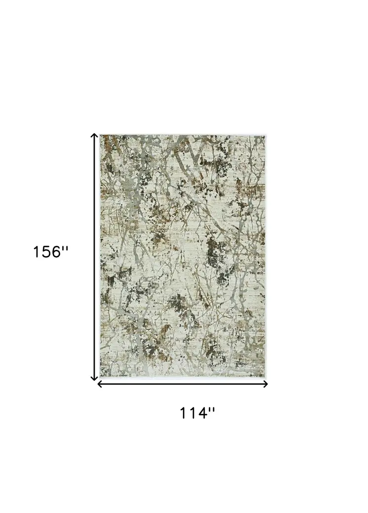 10' X 13' Gold and Ivory Abstract Area Rug