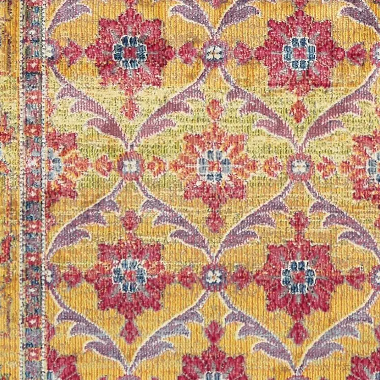 10' X 13' Blue Red and Gold Floral Area Rug