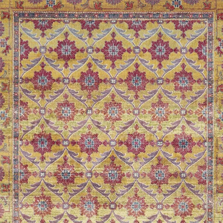 10' X 13' Blue Red and Gold Floral Area Rug