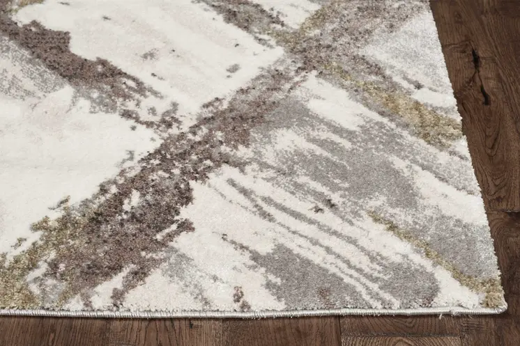 8' Gray And Ivory Geometric Runner Rug