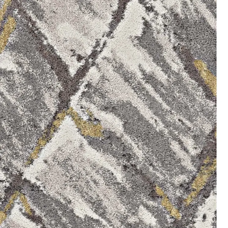 8' Gray And Ivory Geometric Runner Rug