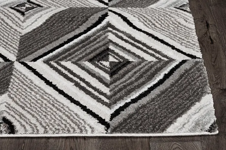 8' Gray Geometric Runner Rug