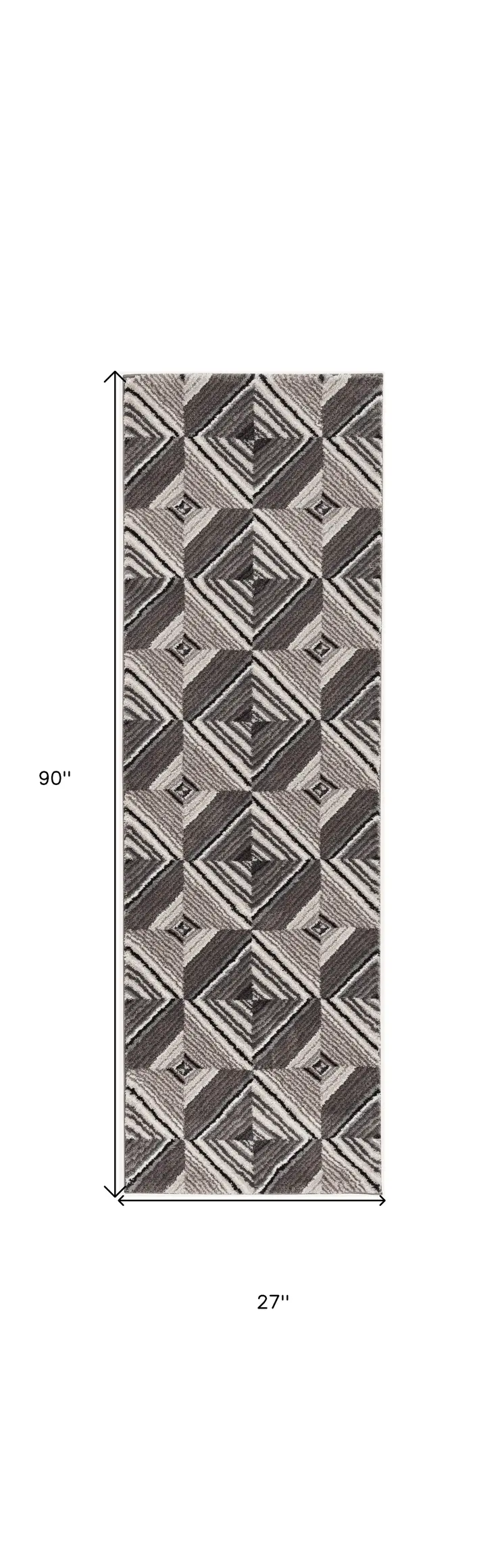 8' Gray Geometric Runner Rug