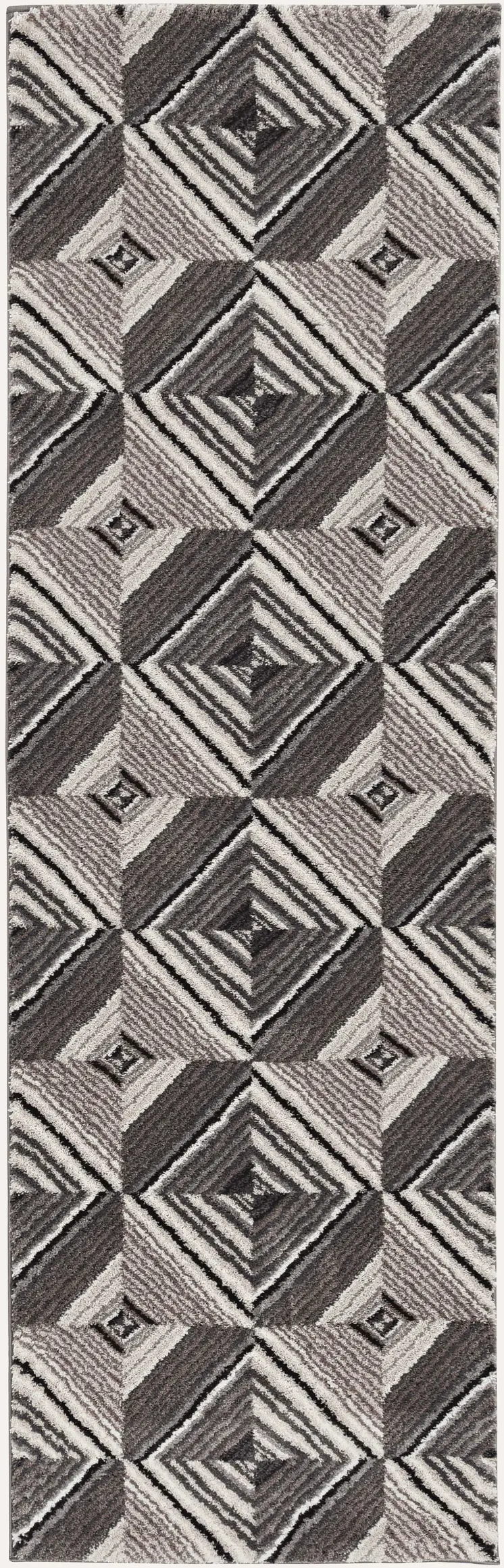 8' Gray Geometric Runner Rug