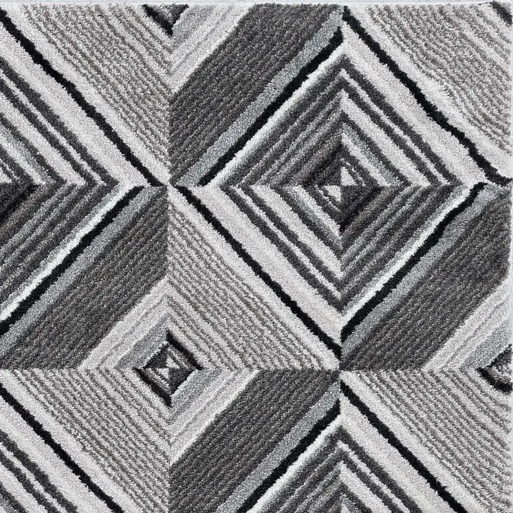 8' Gray Geometric Runner Rug