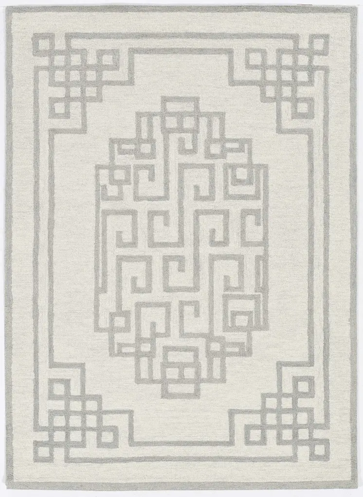 2' X 4' Gray and Ivory Wool Medallion Hand Tufted Area Rug