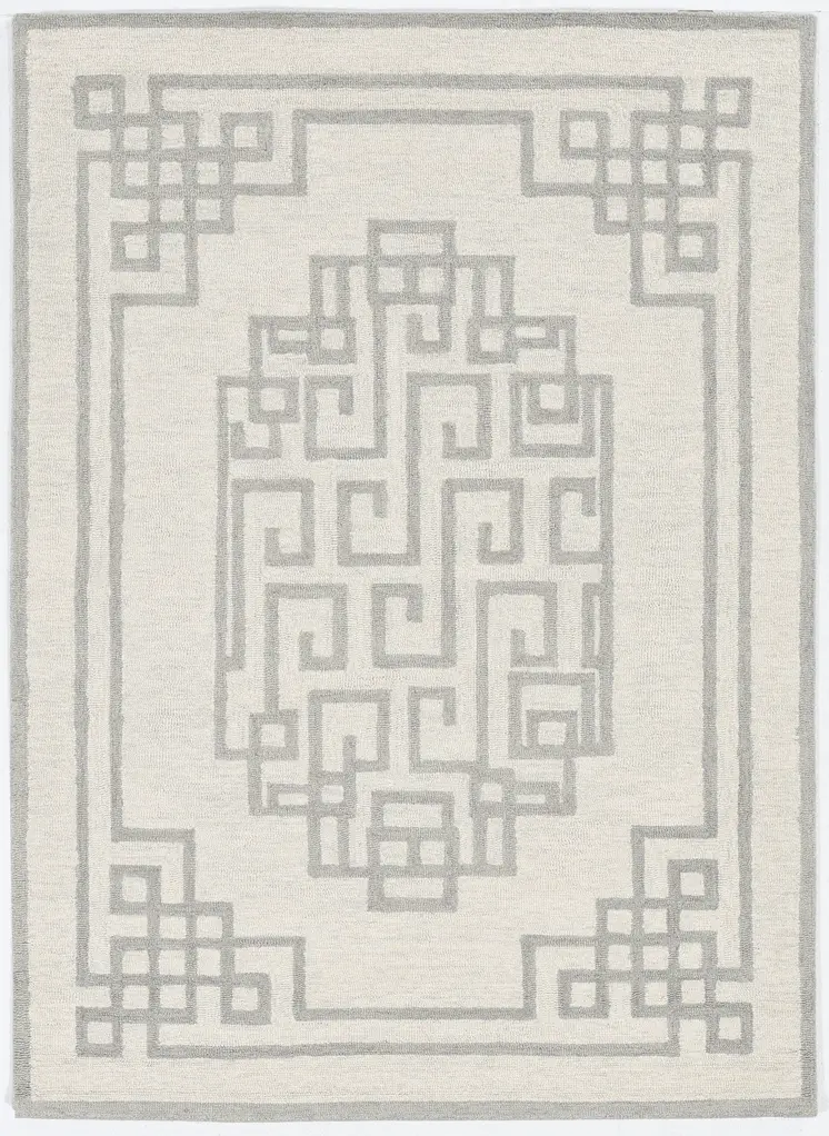 5' X 7' Ivory And Gray Wool Abstract Geometric Hand Tufted Area Rug