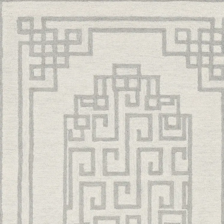5' X 7' Ivory And Gray Wool Abstract Geometric Hand Tufted Area Rug