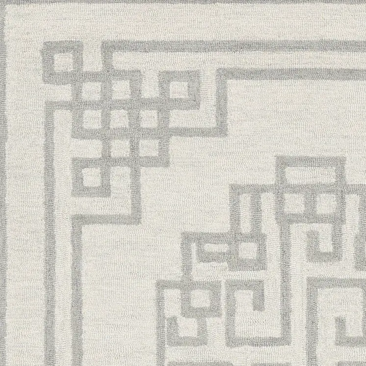 5' X 7' Ivory And Gray Wool Abstract Geometric Hand Tufted Area Rug