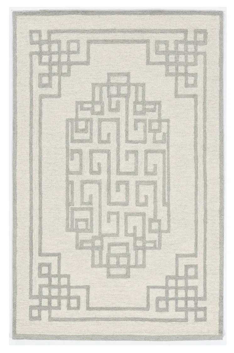 5' X 7' Ivory And Gray Wool Abstract Geometric Hand Tufted Area Rug