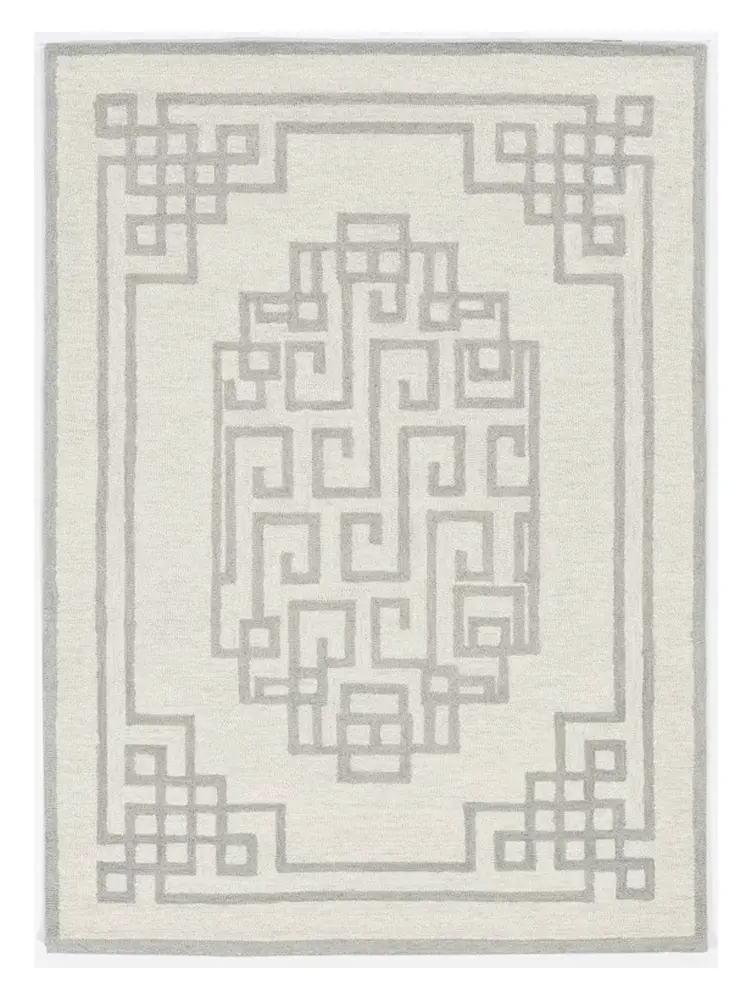 8' X 10' Gray and Ivory Wool Hand Tufted Area Rug