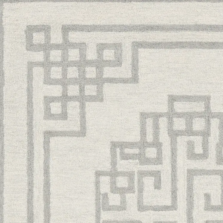 9' X 12' Ivory And Gray Wool Geometric Hand Tufted Area Rug
